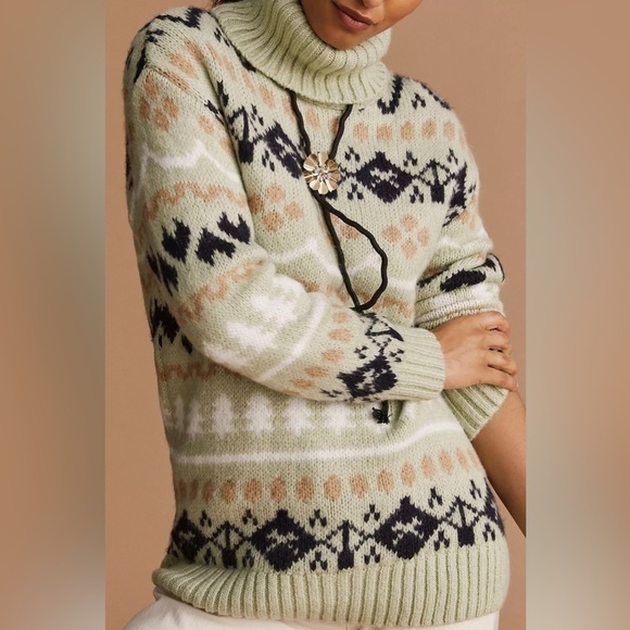 NWT - Anthropologie Mint Green Turtleneck Tunic Sweater - Size XS - Picture 2 of 12